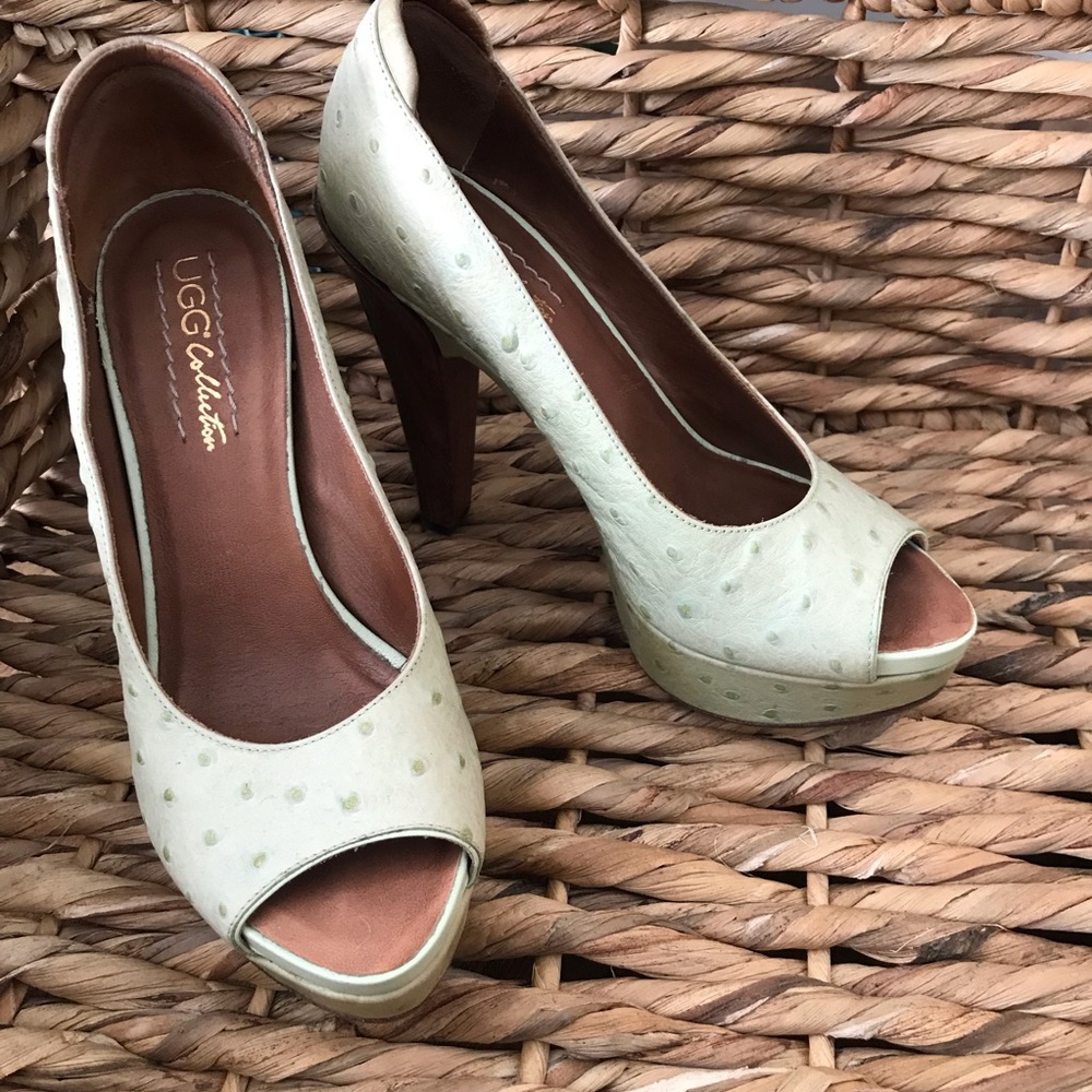 UGG Collection Ostrich Leather Pumps